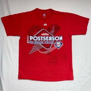Philadelphia Phillies Red T-Shirt Boy’s Large Postseason 2009 Short Sleeve Tee